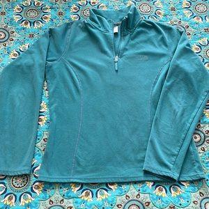 Womens teal North Face half zip, size medium